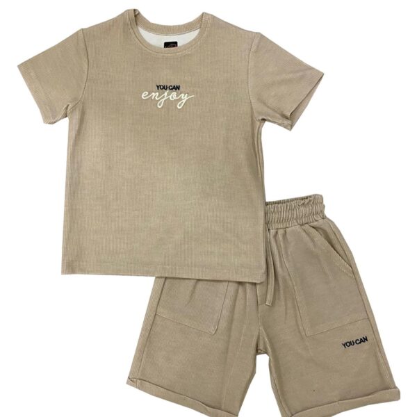 waffel kumaş trört ve şort ikili takım