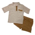 Bebek&Çocuk %100 Pamuklu Müslin Alt Üst Şort Takım Kahverengi