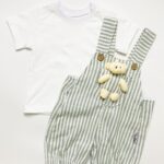 ÇİZGİLİ BEBEK UNİSEX YEŞİL CİZGİLİ SALOPET