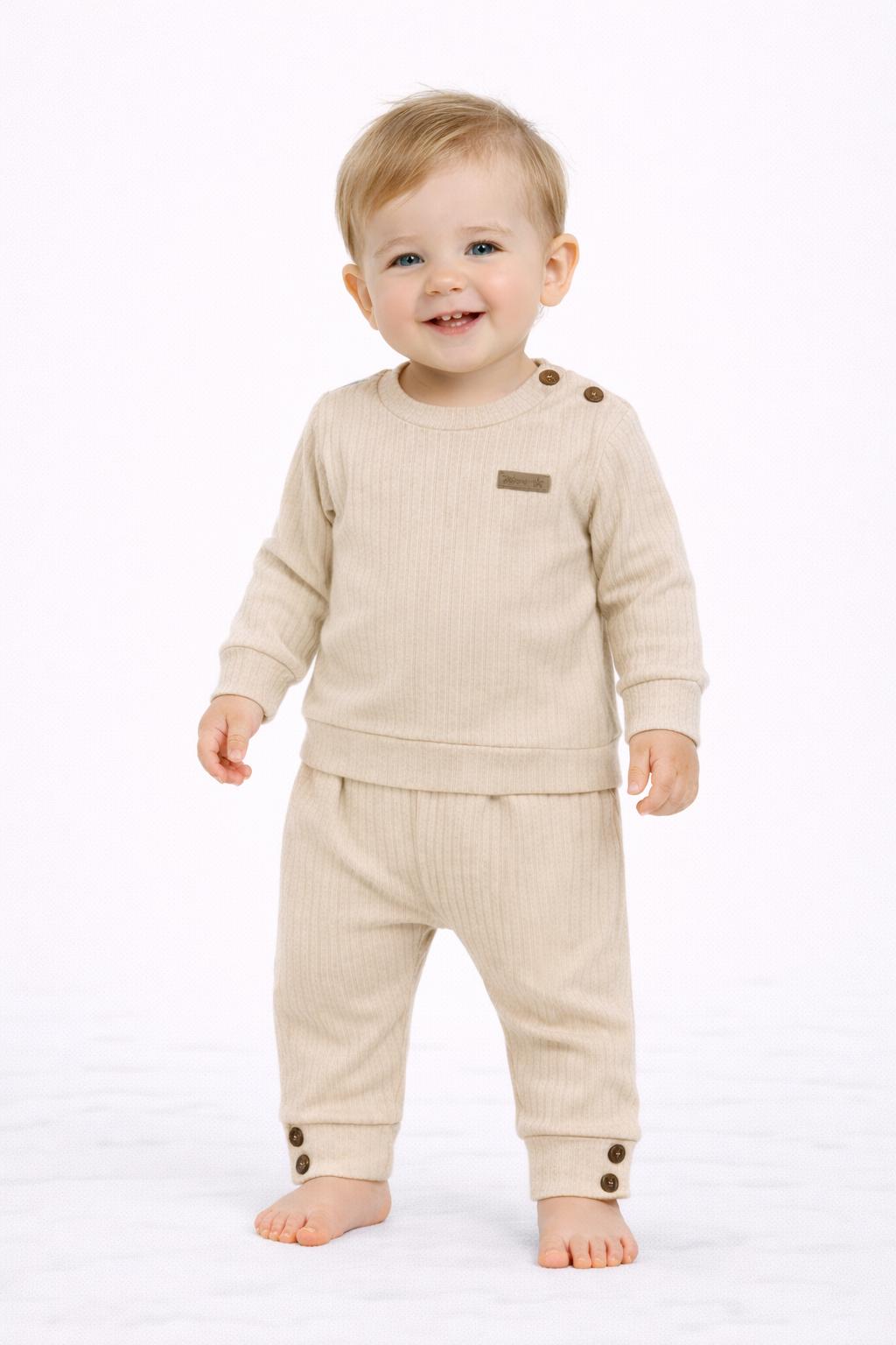 WhatsApp Image 2026-01-05 at 15.14.23 Unisex Bebek Pamuk Raporlu Penye 2'li Takım-KREM - Görsel 1