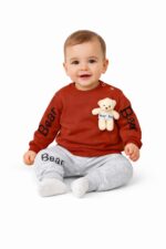 Unisex Bebek Pamuk 2'li Takım-KİREMİT - Görsel 3