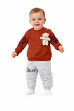 Unisex Bebek Pamuk 2'li Takım-KİREMİT - Görsel 2