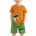 ERKEK ÇOCUK ALT ÜST KISA KOL ŞORT DİNAZOR BASKILI TAKIM