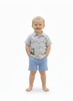 Bebek&Çocuk %100 Pamuklu Düğmeli Alt Üst Şort Takım Kahverengi