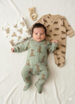 %100 Pamuk Renkli Zebra Hayvan Desenli 3'lü Patikli Tulum (KIZ - ERKEK - YENİDOĞAN)